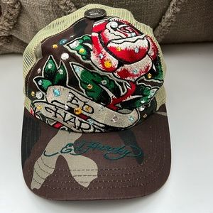 RARE Vintage Bling Camo Ed Hardy Trucker Hat